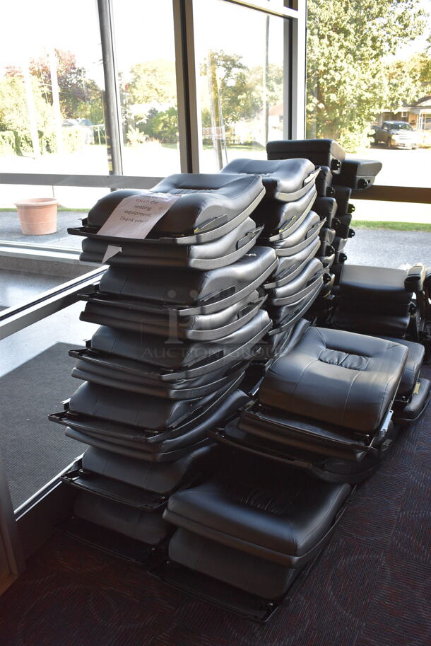 ALL ONE MONEY! Lot of 10 BRAND NEW  Black Leather Style Cinema / Movie Theater Seats! Seats Have Never Been Assembled. One Seat: 28x28x40 - Image 1 of 2