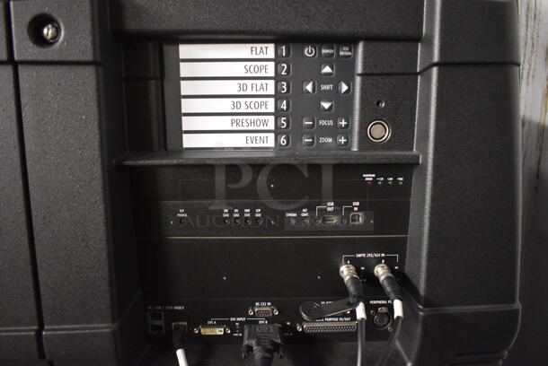 MARVELOUS! 2012 Barco Model DP2K-12C Commercial Countertop DLP Cinema Projector on Cabinet w/ Film-Tech FT21 Automation Cinema System, 4 Dolby CP750 Digital Cinema Processors, DCM Powercom, TV Monitor and Tripp Lite Surge Protector. 200-240 Volts. See Lot 6 For Additional Pictures! 26x38x22, 24x53x38. BUYER MUST REMOVE. Tested and Working! - Image 4 of 12