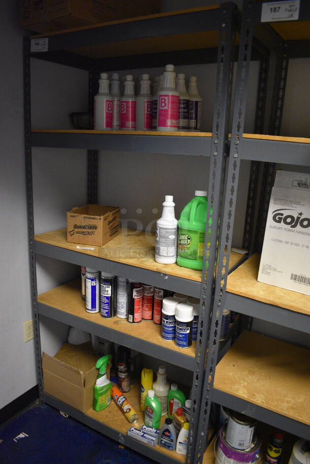 Gray Metal 5 Tier Shelving Unit w/ Contents. 36x18x73 - Image 6 of 6