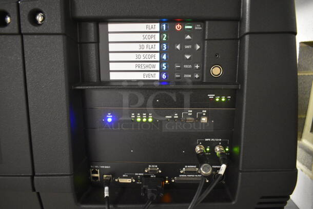 MARVELOUS! 2014 Barco Model DP2K-12C Commercial Countertop DLP Cinema Projector on Cabinet w/ Film-Tech FT21 Automation Cinema System, Gefer Cinema Scaler Pro III, Dolby CP750 Digital Cinema Processor, DCM Powercom, TV Monitor and Tripp Lite Surge Protector. 200-240 Volts. See Lot 8 For Additional Pictures! 26x38x22, 24x53x38. BUYER MUST REMOVE. Tested and Working! - Image 3 of 12