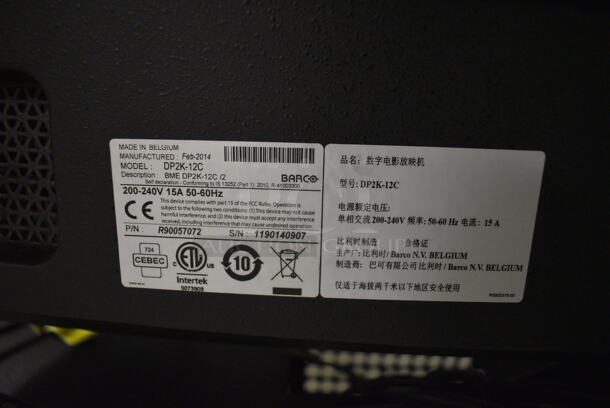 MARVELOUS! 2014 Barco Model DP2K-12C Commercial Countertop DLP Cinema Projector on Cabinet w/ Film-Tech FT21 Automation Cinema System, Gefer Cinema Scaler Pro III, Dolby CP750 Digital Cinema Processor, DCM Powercom, TV Monitor and Tripp Lite Surge Protector. 200-240 Volts. See Lot 8 For Additional Pictures! 26x38x22, 24x53x38. BUYER MUST REMOVE. Tested and Working! - Image 4 of 12