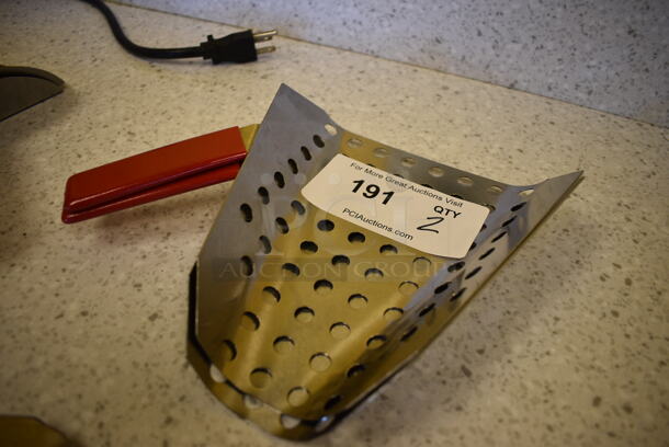 2 Stainless Steel Perforated Popcorn Scoops. 10x7.5x2. 2 Times Your Bid! - Image 3 of 3