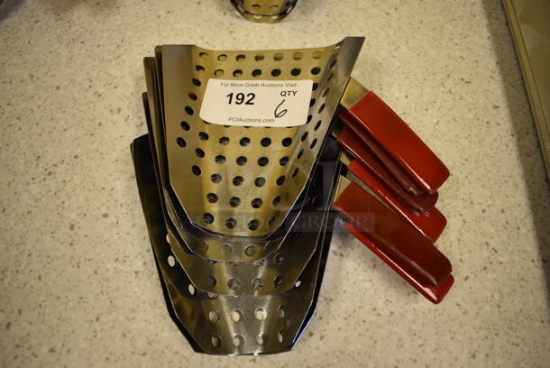 6 Stainless Steel Perforated Popcorn Scoops. 10x7.5x2. 6 Times Your Bid! - Image 1 of 3