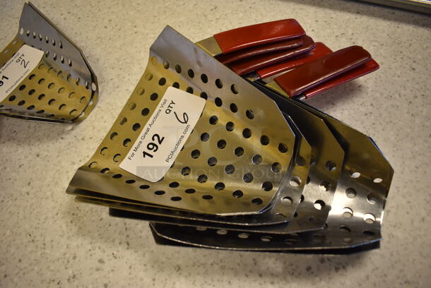 6 Stainless Steel Perforated Popcorn Scoops. 10x7.5x2. 6 Times Your Bid! - Image 2 of 3