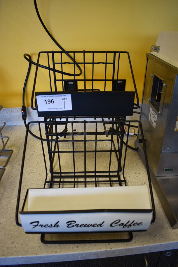 Black Metal Countertpo 4 Slot Air Pot Stand. 14x21x16 - Image 1 of 5