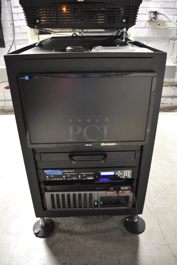 MARVELOUS! 2014 Barco Model DP2K-12C Commercial Countertop DLP Cinema Projector on Cabinet w/ Film-Tech FT21 Automation Cinema System, Gefer Cinema Scaler Pro III, Dolby CP750 Digital Cinema Processor, DCM Powercom, TV Monitor and Tripp Lite Surge Protector. 200-240 Volts. See Lot 10 For Additional Pictures! 26x38x22, 24x53x38. BUYER MUST REMOVE. Tested and Working! - Image 10 of 12