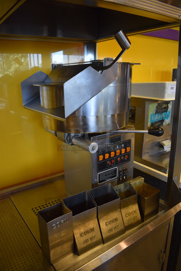 BEAUTIFUL! Cretors Model PR48D3D-6EXX-CSS Stainless Steel Commercial Floor Style Popcorn Maker and Merchandiser w/ 2 Internal Pedestal Popcorn Makers. 120/208 Volts, 1 Phase. Goes GREAT w/ Item 199! 72x33x74.5. Tested and Working! - Image 6 of 12