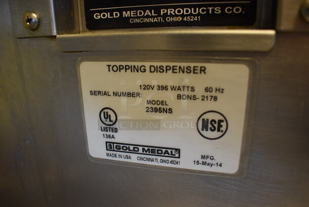 NICE! Gold Medal Model 2395NS Stainless Steel Commercial Countertop Topping Dispenser. 120 Volts, 1 Phase. 12x18x20. Tested and Working! - Image 7 of 8