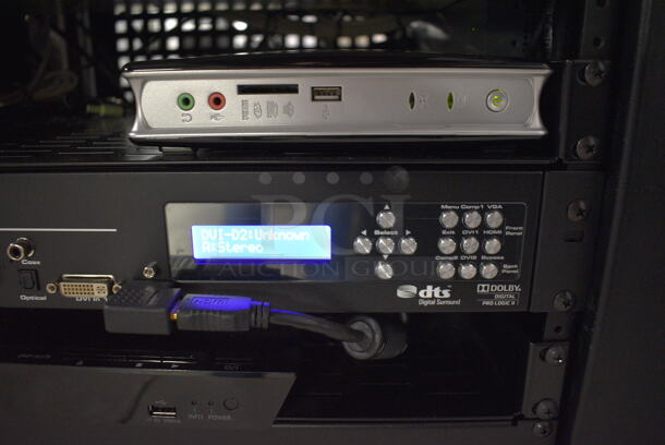 MARVELOUS! 2015 Barco Model DP2K-12C Commercial Countertop DLP Cinema Projector on Cabinet w/ Film-Tech FT21 Automation Cinema System, Gefer Cinema Scaler Pro III, Dolby CP750 Digital Cinema Processor, DCM Powercom, TV Monitor and Tripp Lite Surge Protector. 200-240 Volts. See Lot 14 For Additional Pictures! 26x38x22, 24x53x38. BUYER MUST REMOVE. Tested and Working! - Image 12 of 12