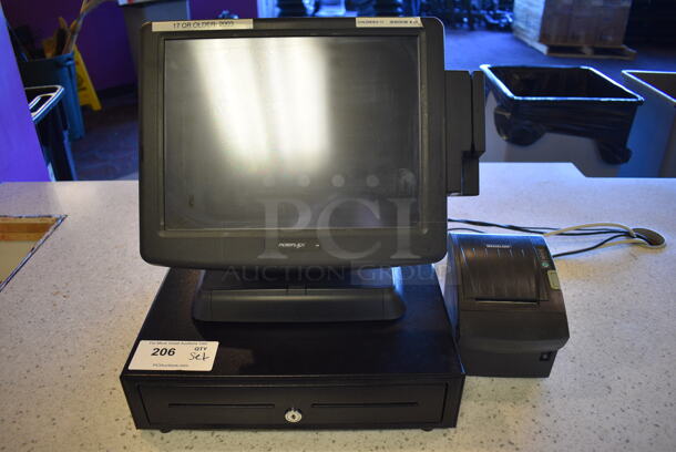 ALL ONE MONEY! Lot of Posiflex 15" POS System Monitor, Bixolon Model SRP-350PG Receipt Printer and Metal Cash Drawer! - Image 1 of 6