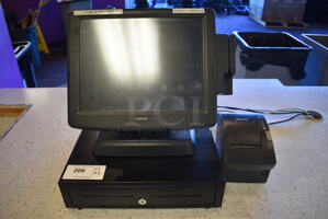 ALL ONE MONEY! Lot of Posiflex 15" POS System Monitor, Bixolon Model SRP-350PG Receipt Printer and Metal Cash Drawer!