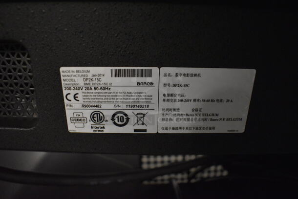 MARVELOUS! 2014 Barco Model DP2K-12C Commercial Countertop DLP Cinema Projector on Cabinet w/ Film-Tech FT21 Automation Cinema System, Gefer Cinema Scaler Pro III, Dolby CP750 Digital Cinema Processor, DCM Powercom, TV Monitor and Tripp Lite Surge Protector. 200-240 Volts. See Lot 18 For Additional Pictures! 26x38x22, 24x53x38. BUYER MUST REMOVE. Tested and Working! - Image 4 of 12