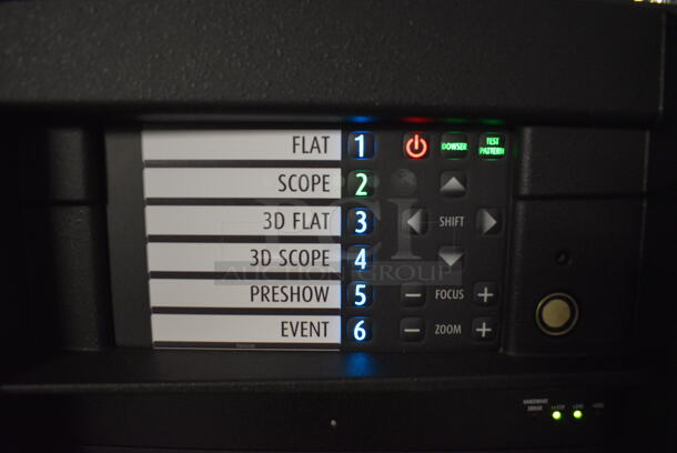 MARVELOUS! 2014 Barco Model DP2K-12C Commercial Countertop DLP Cinema Projector on Cabinet w/ Film-Tech FT21 Automation Cinema System, Gefer Cinema Scaler Pro III, Dolby CP750 Digital Cinema Processor, DCM Powercom, TV Monitor and Tripp Lite Surge Protector. 200-240 Volts. See Lot 18 For Additional Pictures! 26x38x22, 24x53x38. BUYER MUST REMOVE. Tested and Working! - Image 6 of 12