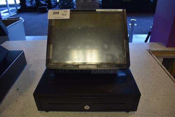 ALL ONE MONEY! Lot of Partner Model PT-6315-C 15" POS System Monitor and Metal Cash Drawer! - Image 1 of 6