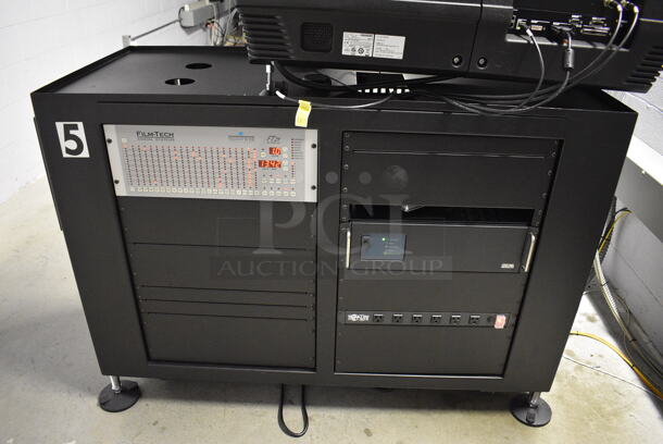 MARVELOUS! 2014 Barco Model DP2K-12C Commercial Countertop DLP Cinema Projector on Cabinet w/ Film-Tech FT21 Automation Cinema System, Gefer Cinema Scaler Pro III, Dolby CP750 Digital Cinema Processor, DCM Powercom, TV Monitor and Tripp Lite Surge Protector. 200-240 Volts. See Lot 20 For Additional Pictures! 26x38x22, 24x53x38. BUYER MUST REMOVE. Tested and Working! - Image 3 of 12