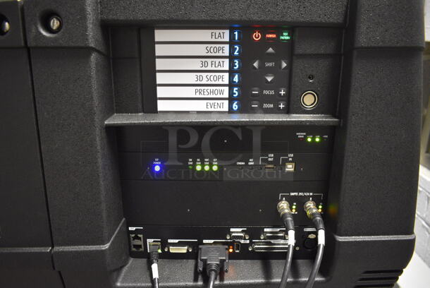 MARVELOUS! 2014 Barco Model DP2K-12C Commercial Countertop DLP Cinema Projector on Cabinet w/ Film-Tech FT21 Automation Cinema System, Gefer Cinema Scaler Pro III, Dolby CP750 Digital Cinema Processor, DCM Powercom, TV Monitor and Tripp Lite Surge Protector. 200-240 Volts. See Lot 20 For Additional Pictures! 26x38x22, 24x53x38. BUYER MUST REMOVE. Tested and Working! - Image 5 of 12