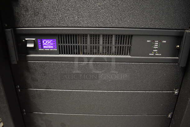 7 FANTASTIC! Items In Black Metal Rack Unit; Inline CTL101 Central Interface, Dolby CP750 Digital Cinema Processor, CM Series , 3 QSC BCA1622 Digital Cinema Amplifiers and Component Engineering LS-30-M. 22.5x22x69. 7 Times Your Bid! - Image 8 of 12