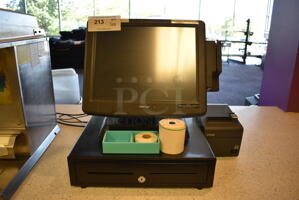 ALL ONE MONEY! Lot of Posiflex 15" POS System Monitor, Epson Model M249A Receipt Printer and Metal Cash Drawer!