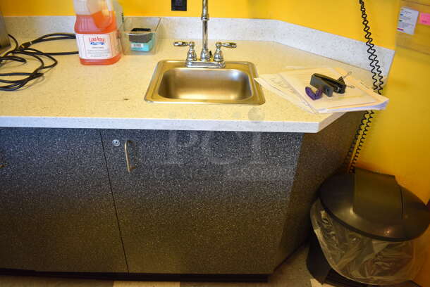 Work Counter w/ Gray Doors, White Countertop and Sink Bay. 196x30x36 BUYER MUST REMOVE - Image 5 of 8
