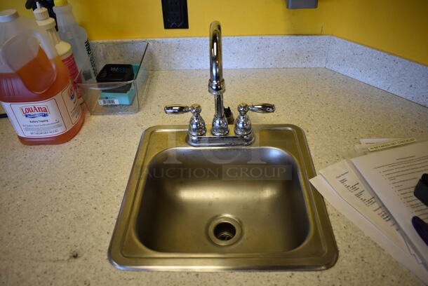 Work Counter w/ Gray Doors, White Countertop and Sink Bay. 196x30x36 BUYER MUST REMOVE - Image 6 of 8