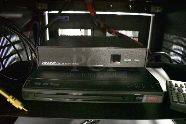 8 FANTASTIC! Items In Black Metal Rack Unit; Inline CTL101 Central Interface, Memorex Unit, Dolby CP750 Digital Cinema Processor, CM Series, 3 QSC BCA1622 Digital Cinema Amplifiers and Component Engineering LS-30-M. 22.5x22x69. 8 Times Your Bid! - Image 3 of 11