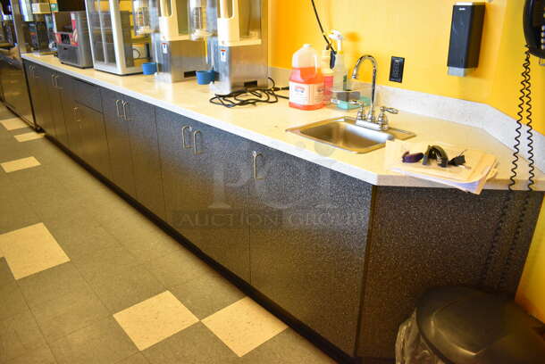 Work Counter w/ Gray Doors, White Countertop and Sink Bay. 196x30x36 BUYER MUST REMOVE - Image 7 of 8