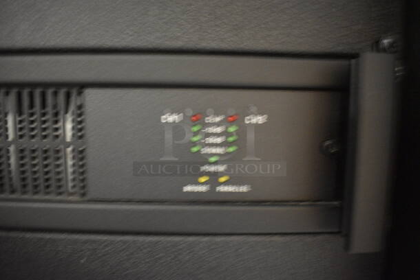 8 FANTASTIC! Items In Black Metal Rack Unit; Inline CTL101 Central Interface, Memorex Unit, Dolby CP750 Digital Cinema Processor, CM Series, 3 QSC BCA1622 Digital Cinema Amplifiers and Component Engineering LS-30-M. 22.5x22x69. 8 Times Your Bid! - Image 7 of 11