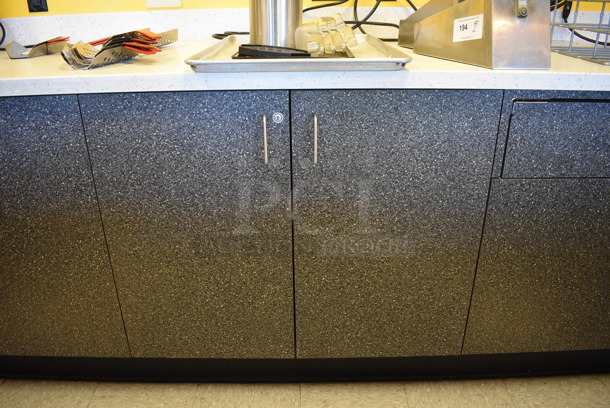 Work Counter w/ Gray Doors, White Countertop and Sink Bay. 173x30x36 BUYER MUST REMOVE - Image 6 of 10