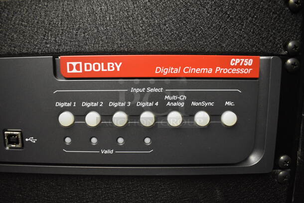 7 FANTASTIC! Items In Black Metal Rack Unit; Inline CTL101 Central Interface, Dolby CP750 Digital Cinema Processor, CM Series Monitor, 3 QSC BCA1622 Digital Cinema Amplifiers and Component Engineering LS-30-M. 22.5x22x69. 7 Times Your Bid! - Image 4 of 12