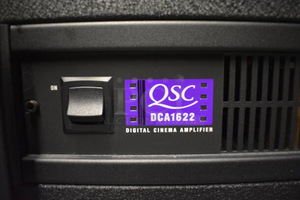 7 FANTASTIC! Items In Black Metal Rack Unit; Inline CTL101 Central Interface, Dolby CP750 Digital Cinema Processor, CM Series Monitor, 3 QSC BCA1622 Digital Cinema Amplifiers and Component Engineering LS-30-M. 22.5x22x69. 7 Times Your Bid! - Image 7 of 12