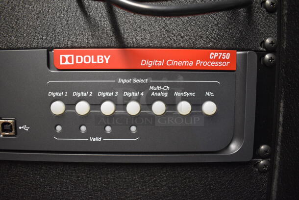 8 FANTASTIC! Items In Black Metal Rack Unit; Inline CTL101 Central Interface, Unit, Dolby CP750 Digital Cinema Processor, CM Series, 3 QSC BCA1622 Digital Cinema Amplifiers and Component Engineering LS-30-M. 22.5x22x69. 8 Times Your Bid! - Image 3 of 11