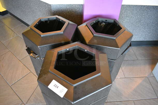 3 Black Trash Cans. 17x19x30. 3 Times Your Bid! - Image 2 of 3