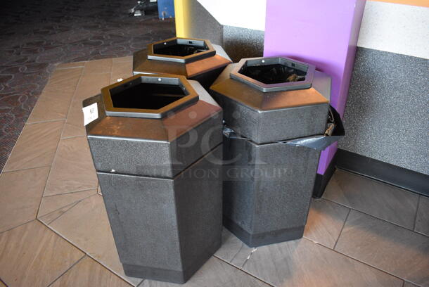 3 Black Trash Cans. 17x19x30. 3 Times Your Bid! - Image 3 of 3