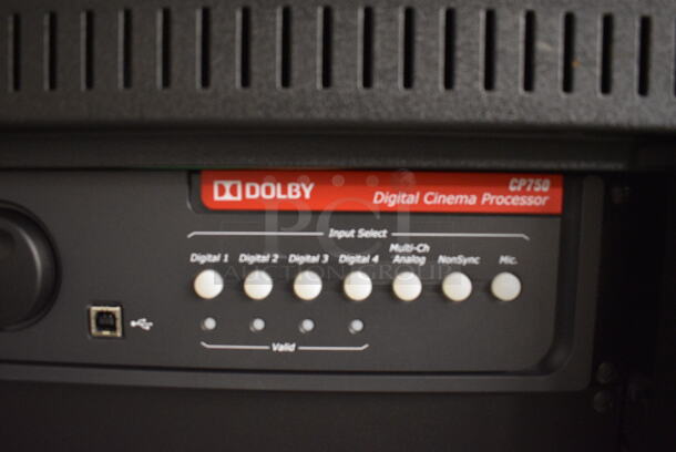 5 FANTASTIC! Items In Black Metal Rack Unit; Dolby CP750 Digital Cinema Processor, CM Series Monitor, 3 QSC BCA1622 Digital Cinema Amplifiers. 22x28x46.5. 5 Times Your Bid! - Image 3 of 8