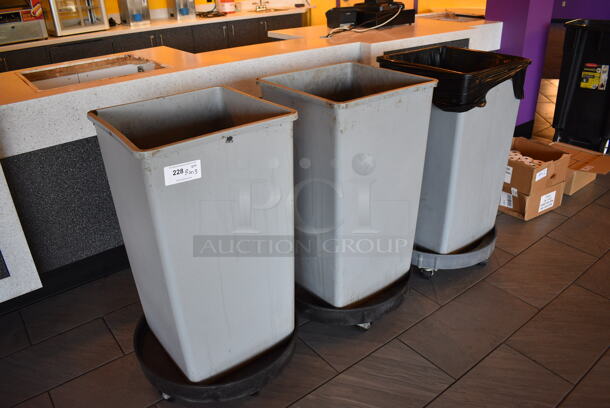3 Gray Poly Trash Cans on 3 Trash Can Dollies. 19.5x19.5x34, 24.5x24.5x7. 3 Times Your Bid! - Image 2 of 3
