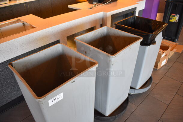3 Gray Poly Trash Cans on 3 Trash Can Dollies. 19.5x19.5x34, 24.5x24.5x7. 3 Times Your Bid! - Image 3 of 3