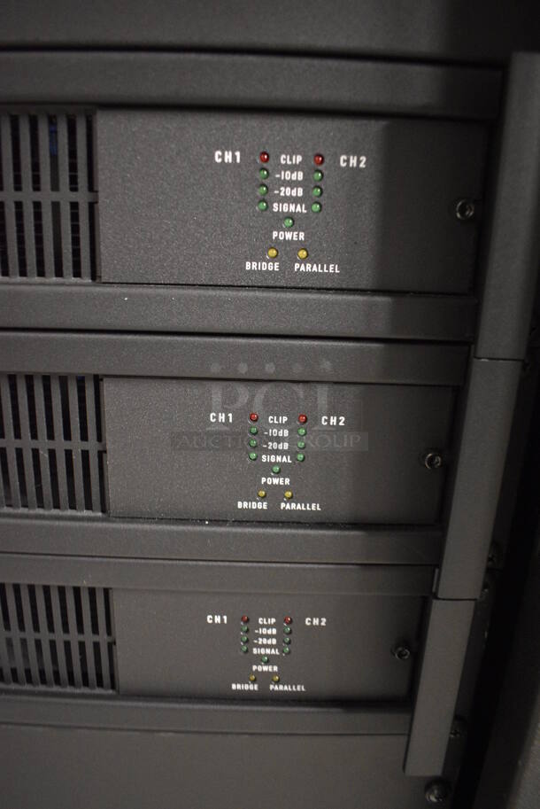 5 FANTASTIC! Items In Black Metal Rack Unit; Dolby CP750 Digital Cinema Processor, CM Series Monitor, 3 QSC BCA1622 Digital Cinema Amplifiers. 22x28x46.5. 5 Times Your Bid! - Image 6 of 8