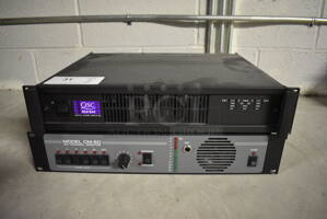 2 Rack Units; QSC BCA1644 Digital Cinema Amplifier and Model CM-60 Six Channel Monitor. 19x15x3.5, 19x8x3.5. 2 Times Your Bid!