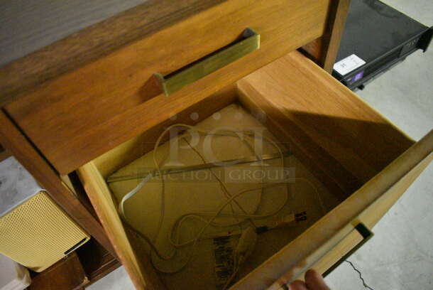 Wood Pattern Desk w/ 5 Drawers and Contents! 66x19x28.5 - Image 5 of 5