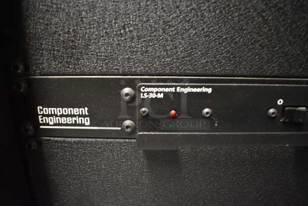 8 FANTASTIC! Items In Black Metal Rack Unit; Inline CTL101 Central Interface, Memorex Unit, Dolby CP750 Digital Cinema Processor, CM Series, 3 QSC BCA1622 Digital Cinema Amplifiers and Component Engineering LS-30-M. 22.5x22x69. 8 Times Your Bid! - Image 9 of 11