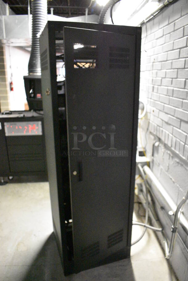 8 FANTASTIC! Items In Black Metal Rack Unit; Inline CTL101 Central Interface, Memorex Unit, Dolby CP750 Digital Cinema Processor, CM Series, 3 QSC BCA1622 Digital Cinema Amplifiers and Component Engineering LS-30-M. 22.5x22x69. 8 Times Your Bid! - Image 10 of 11