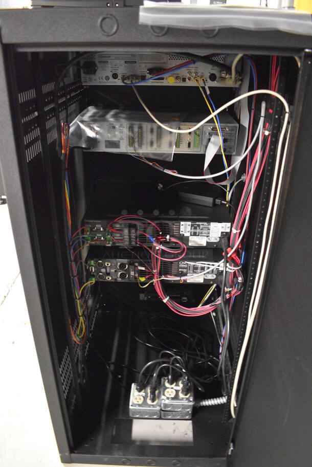 5 FANTASTIC! Items In Black Metal Rack Unit; Dolby CP750 Digital Cinema Processor, CM Series Monitor, 2 QSC BCA1622 Digital Cinema Amplifiers and Kelmar Unit. 22x28x46.5. 5 Times Your Bid! - Image 9 of 9