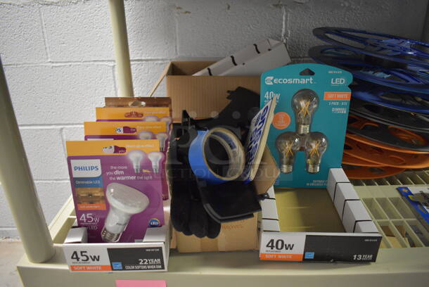 ALL ONE MONEY! Lot of Various Lightbulbs on Tan Poly 3 Tier Shelving Unit! 36x24x39 - Image 4 of 8