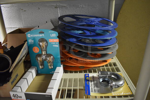 ALL ONE MONEY! Lot of Various Lightbulbs on Tan Poly 3 Tier Shelving Unit! 36x24x39 - Image 5 of 8