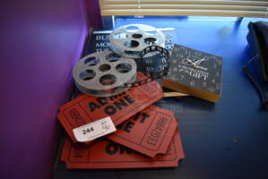 4 Various Signs; Ticket, Reel, Business Hours, Clock. Includes 13x2x13. 4 Times Your Bid!