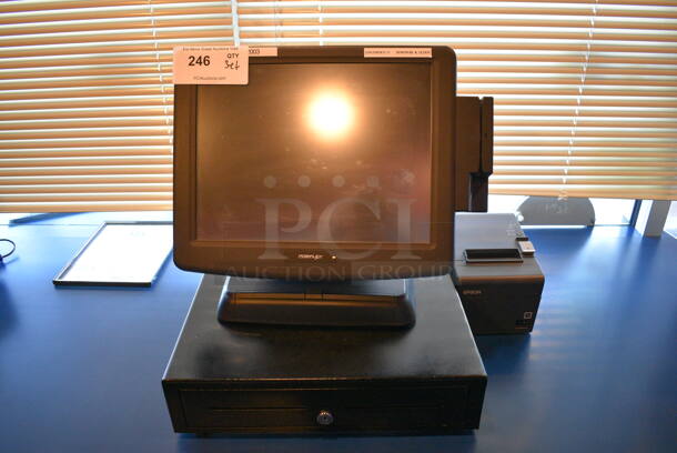 ALL ONE MONEY! Lot of Posiflex 15" POS System Monitor, Epson Model M249A Receipt Printer and Metal Cash Drawer! - Image 1 of 5