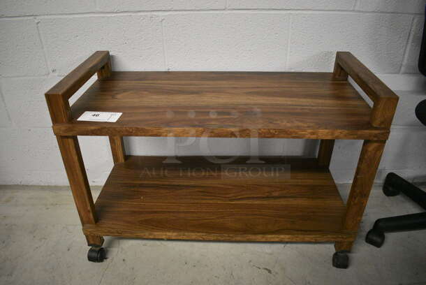 Wood Pattern 2 Tier Cart on Casters. 32x15.5x22