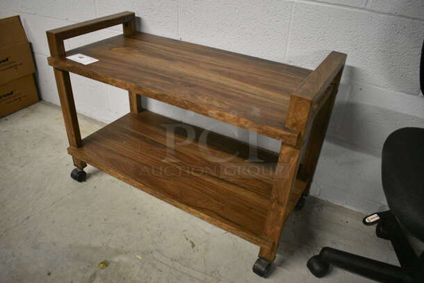 Wood Pattern 2 Tier Cart on Casters. 32x15.5x22 - Image 2 of 4