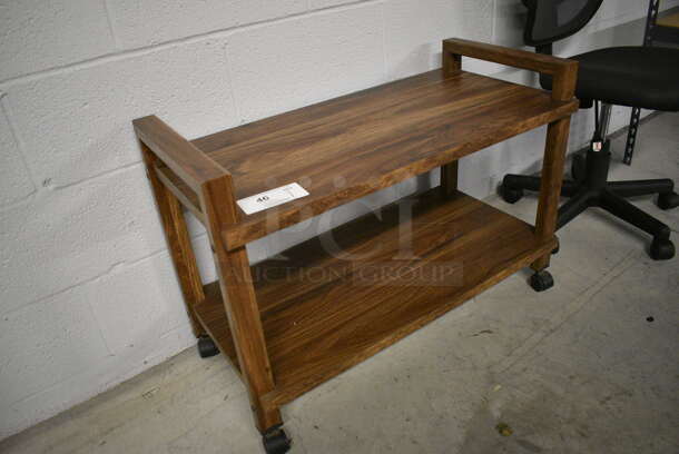 Wood Pattern 2 Tier Cart on Casters. 32x15.5x22 - Image 3 of 4