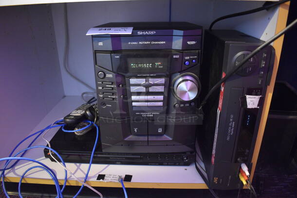 Sharp CD-E88 Disc Rotary Changer Mini Component System w/ JVC Precision Head Unit and DVD Player. Includes 11x13x14 - Image 1 of 3